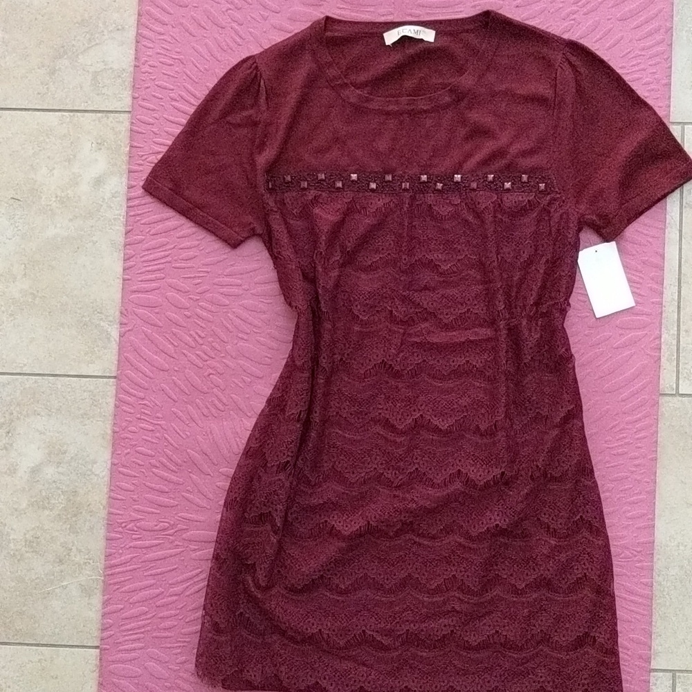 Cute sweater dress size xs new burgundy color